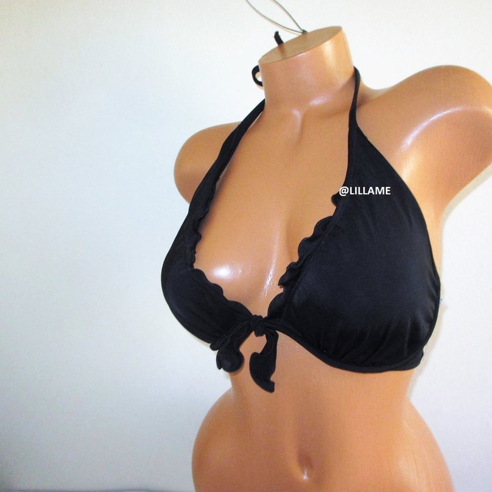 38B VICTORIAS SECRET Ruffle Halter Bikini Swim Top Removable push up padding - Picture 2 of 9